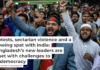 Activists in Dhaka protest the attack on the Bangladesh Assistant High Commission in Agartala, India. Rakibul Hasan Rafiu/NurPhoto via Getty Images